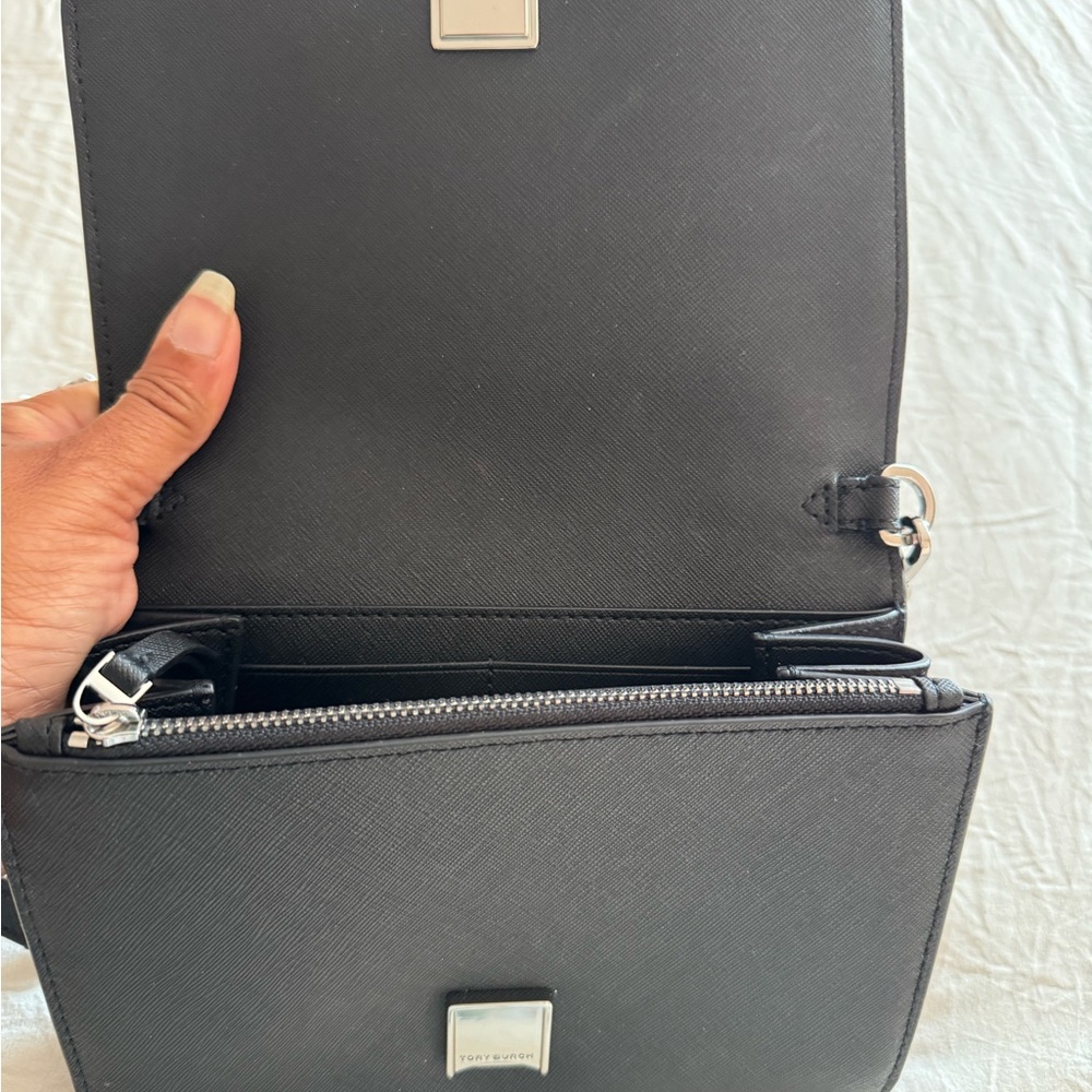 Tory Burch Black Emerson Crystals Chain Wallet Bag - Picture 2 of 5